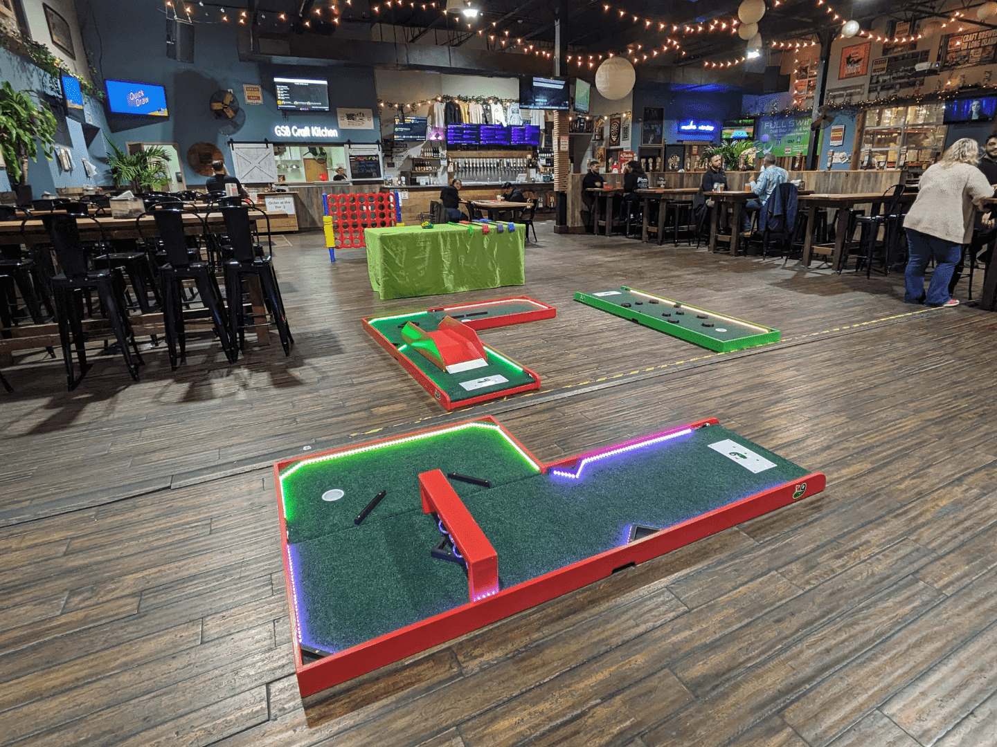 A mini golf bar set up